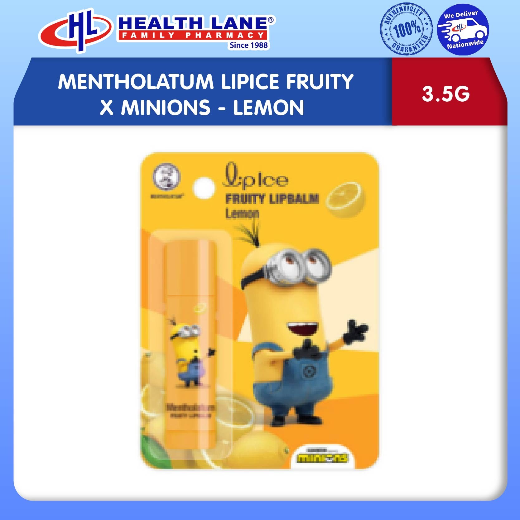 MENTHOLATUM LIPICE FRUITY X MINIONS - LEMON (3.5G)